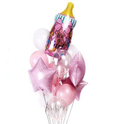Повітряні кульки з гелієм - Baby bottle pink 410 фото