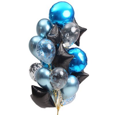 Повітряні кульки з гелієм - Black and blue present 502 фото