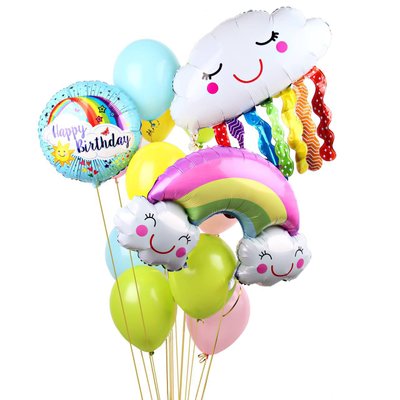 Повітряні кульки з гелієм - Rainbow birthday 103 фото