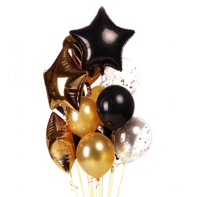 Повітряні кульки з гелієм - Black & gold 120 фото