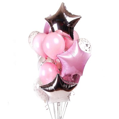 Повітряні кульки з гелієм - Pink & silver 129 фото