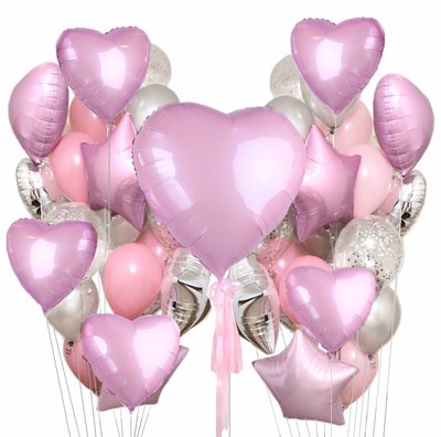 Повітряні кульки з гелієм - Pink & silver love 316 фото
