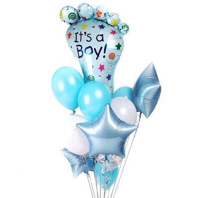 Повітряні кульки з гелієм - Baby foot blue 406 фото