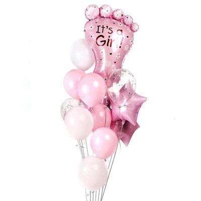 Повітряні кульки з гелієм - Baby foot pink 408 фото